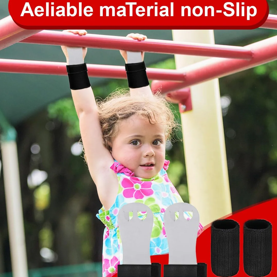 Prese per Mani Ginnastica Bambini in Pelle Vera, Manopole Allenamento Taglia M, Bianco e Nero