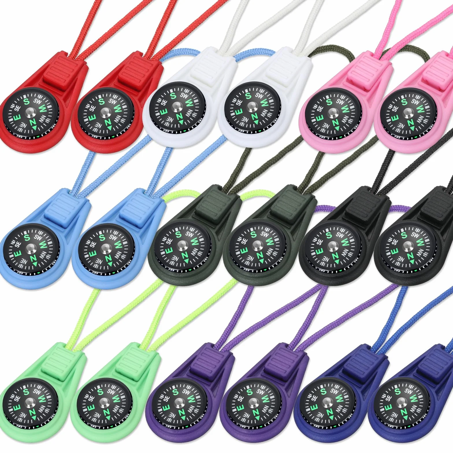Mini Bussola di Sopravvivenza 18 Pezzi Multicolore per Campeggio Tascabile Cavo Portachiavi Paracord Kit Emergenza