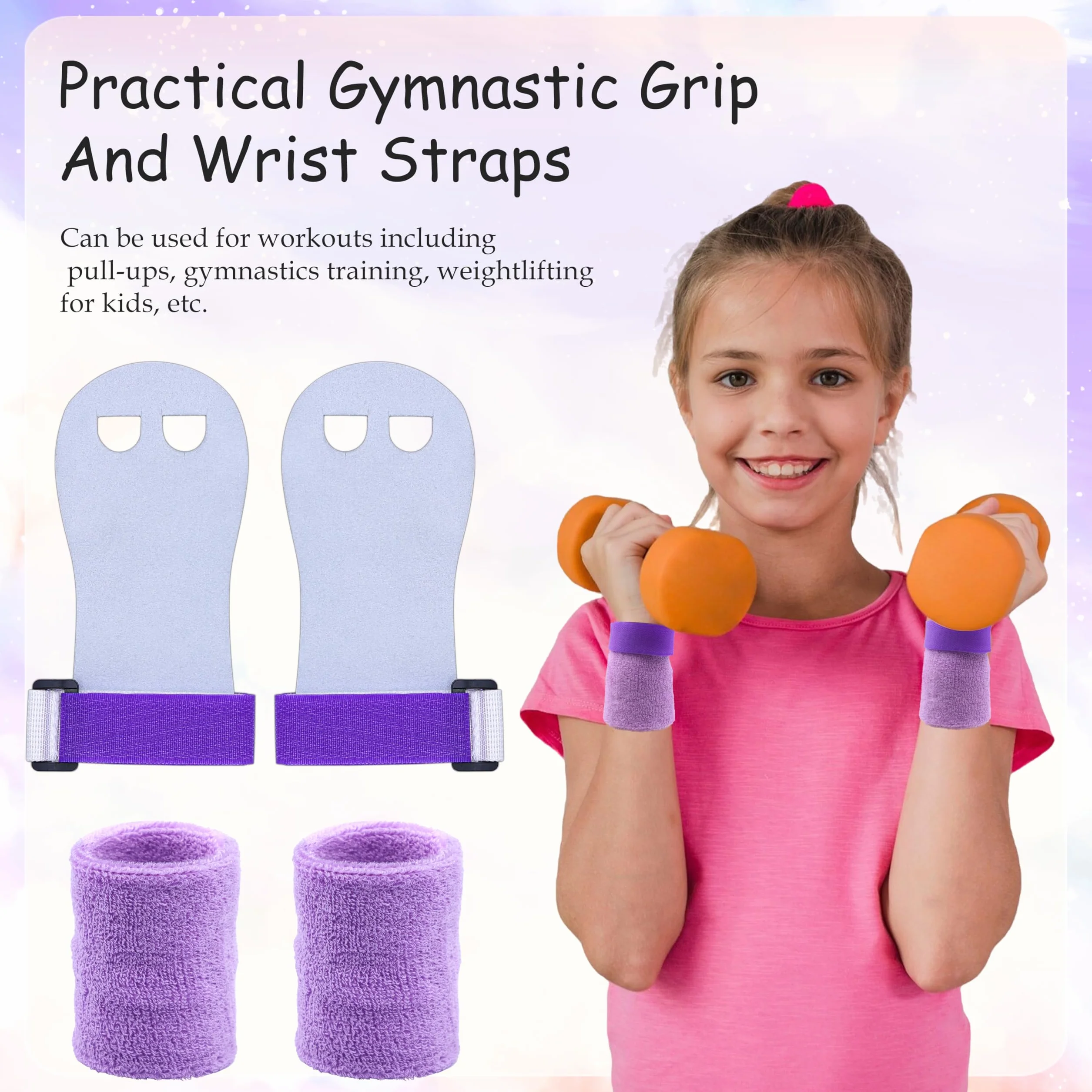 Set di braccialetti per ginnastica per ragazze bambini guanti protezione palmi polsi accessori allenamento