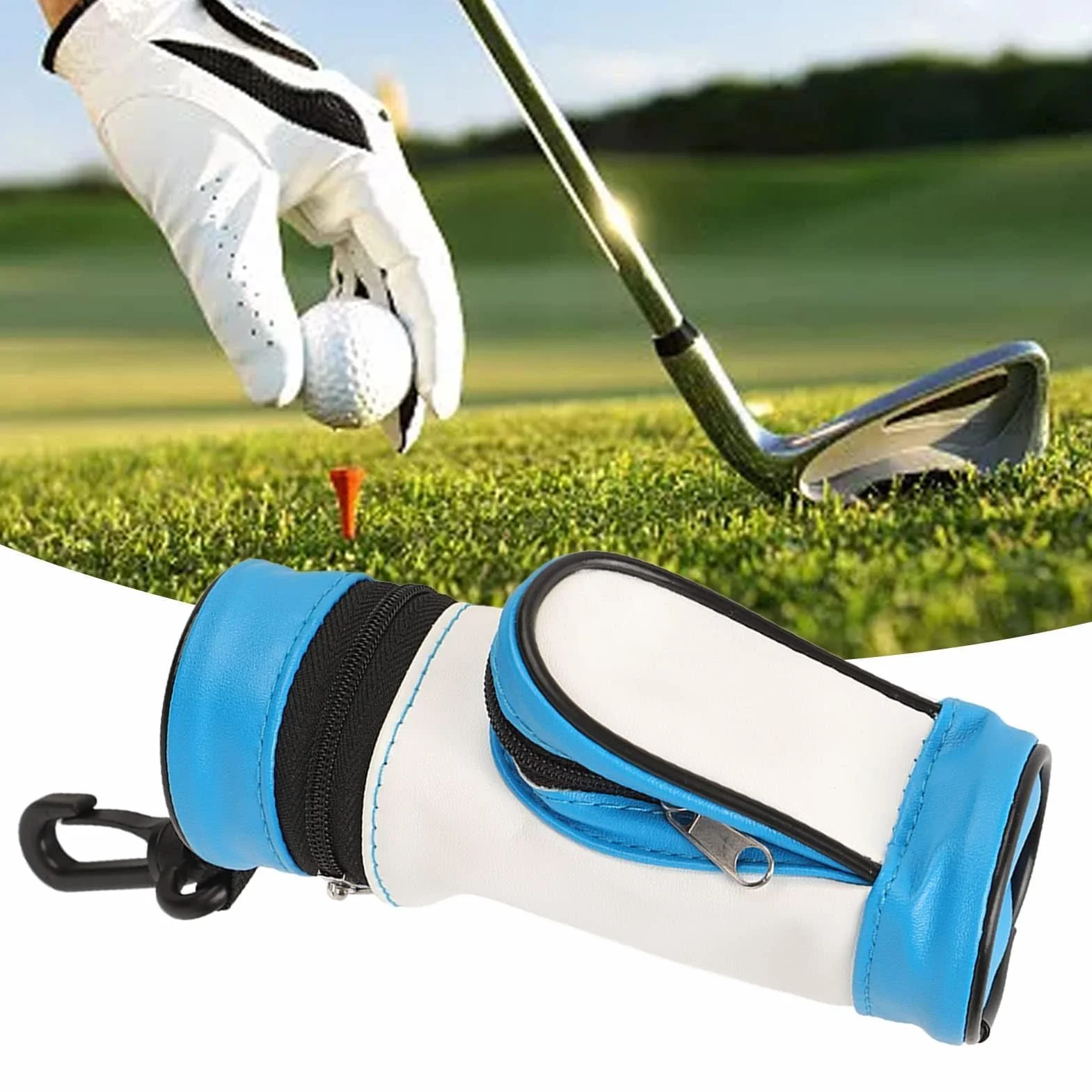 Borsa da Golf Porta-tee Porta-palline Clip da Cintura Accessori Regali (Blu)