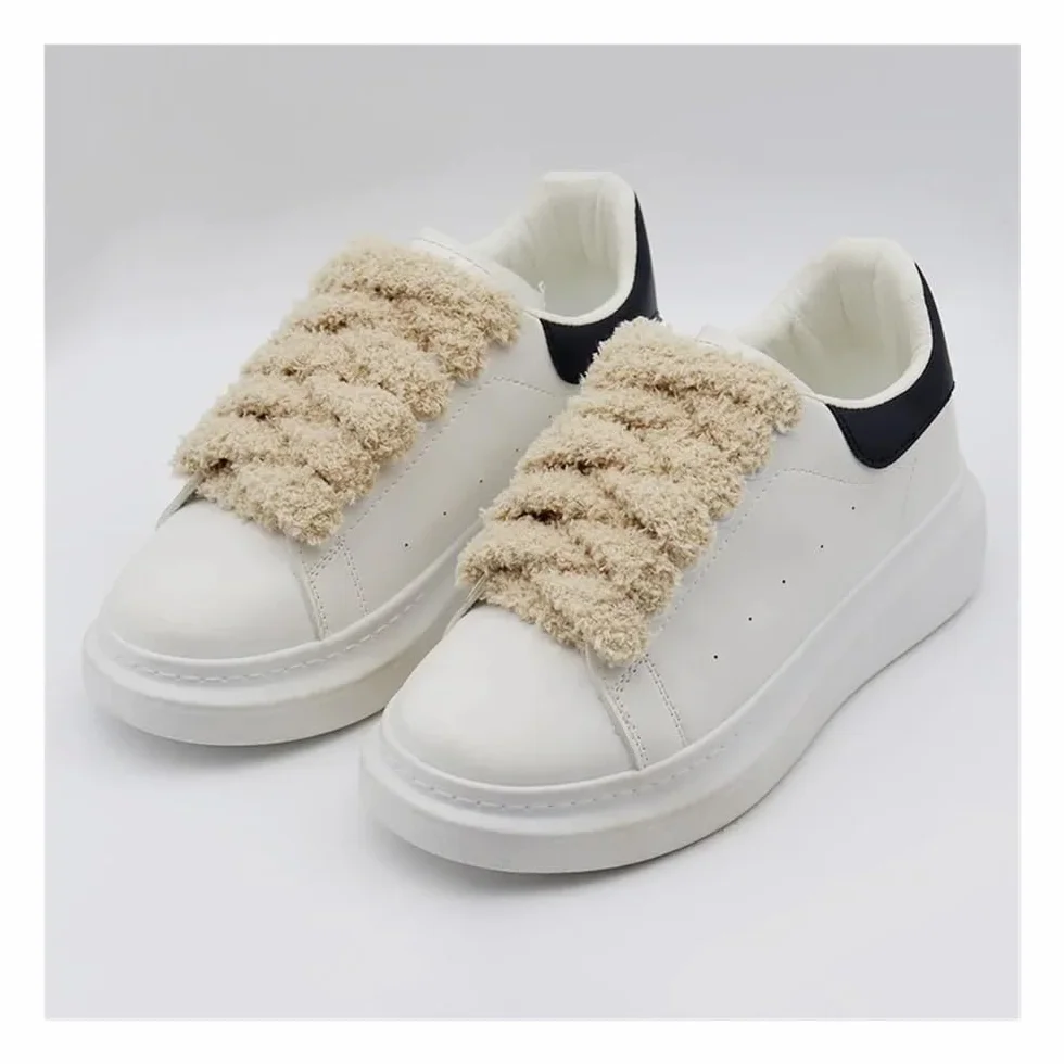 5 paia di lacci morbidi morbidi da 15 mm, morbidi e soffici, larghi e piatti, in peluche, perfetti per le donne, scarpe da ginnastica casual