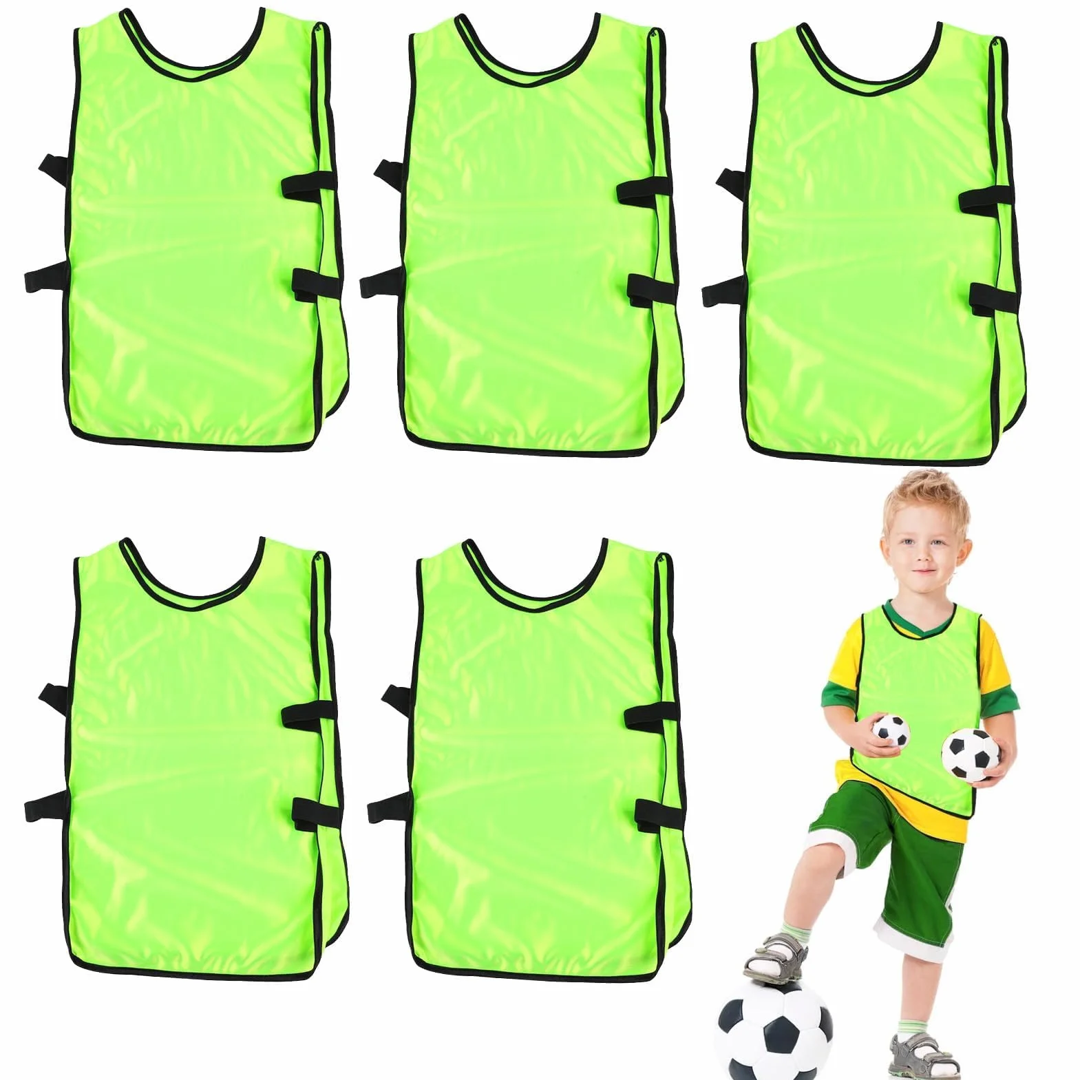 Agatige Gilet da Allenamento Calcio 5 Pezzi Scrimmage Squadra Pratica Maglia Bambino Giovani Sport