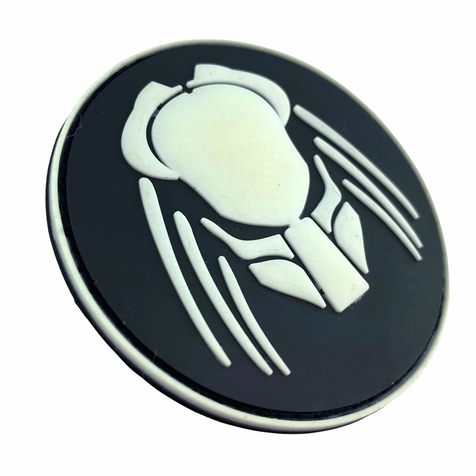 Patch Nation Toppa rotonda in PVC per airsoft, paintball, cosplay, fan (nero che si illumina al buio)