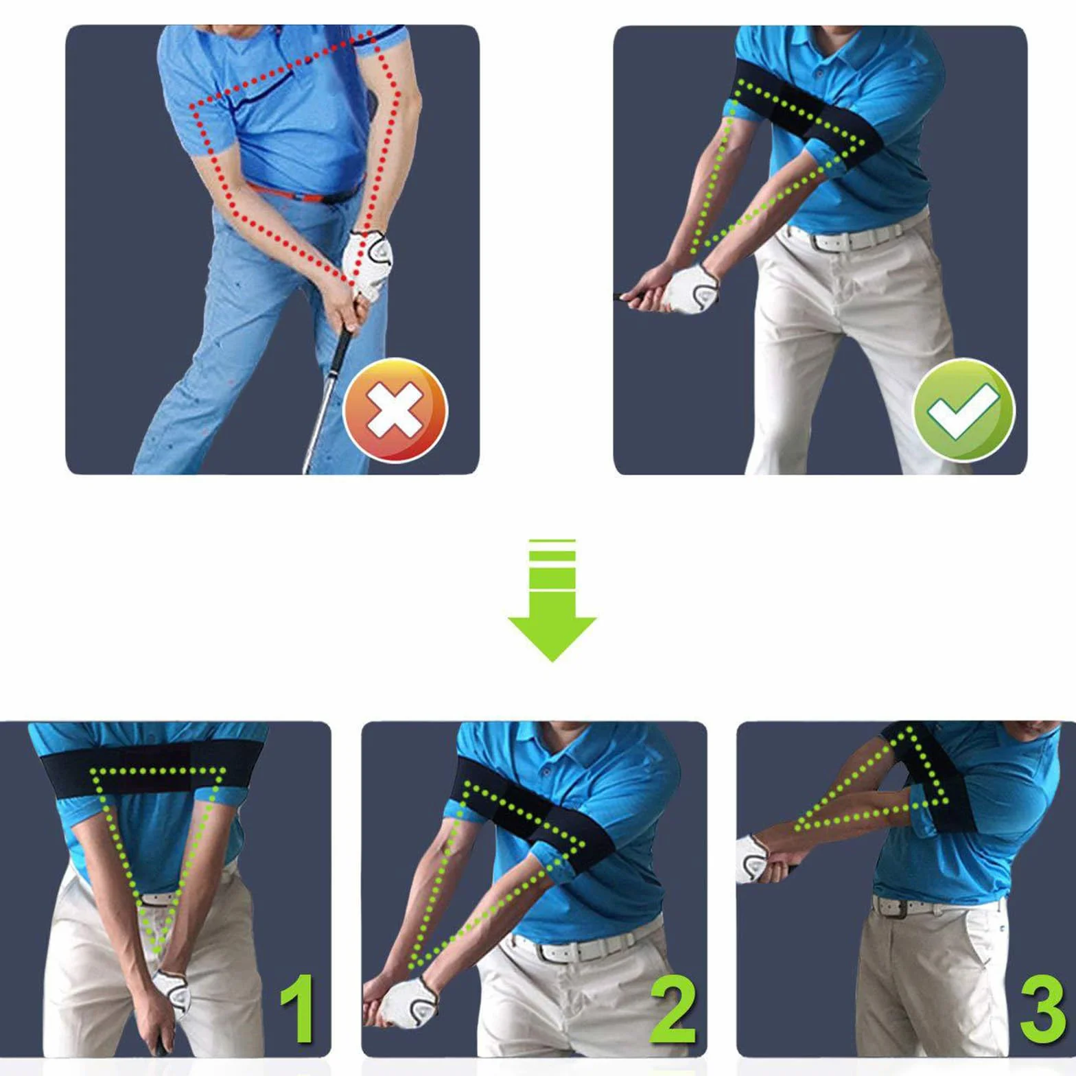 Golf Training Aid Slider, Fascia Swing Trainer Regolabile, Cinghia Correttiva per Principianti Uomini Donne