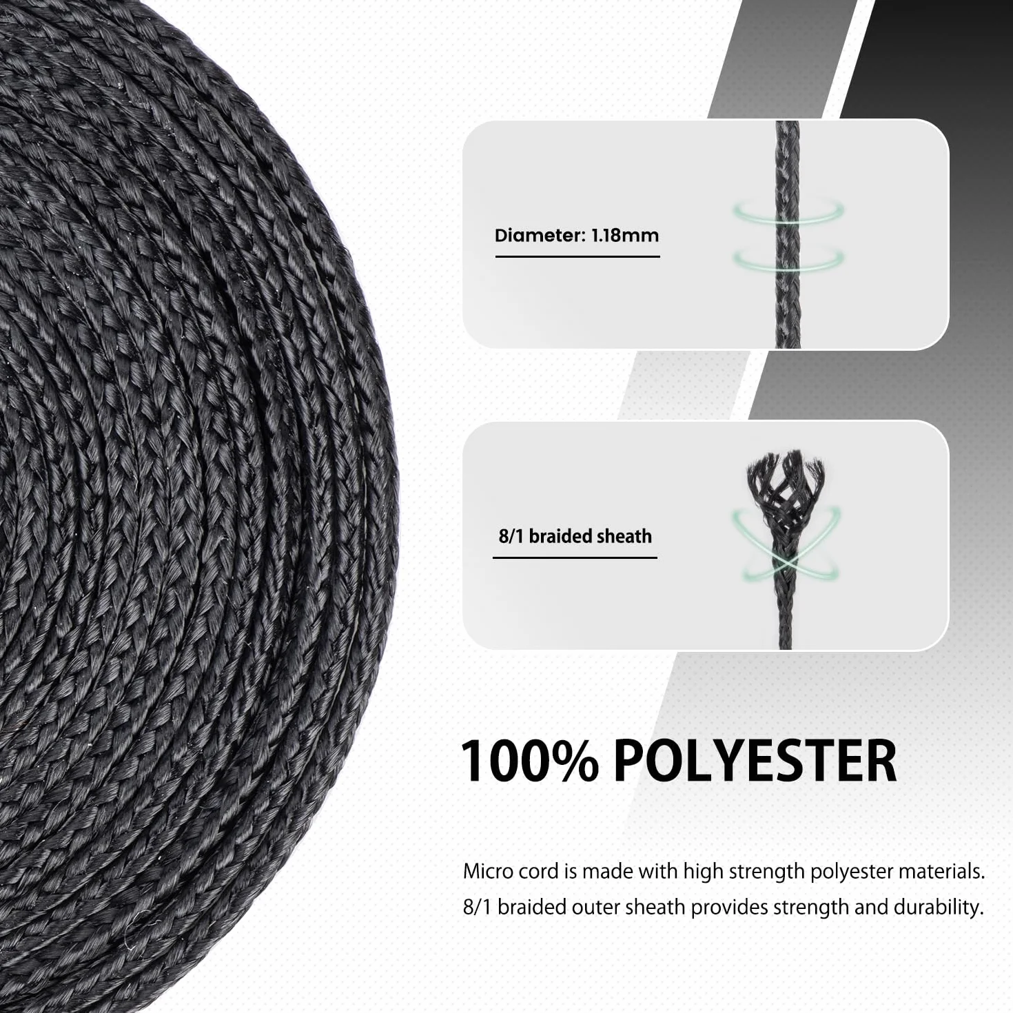 Abma Cord Micro Corda 1,18 mm 50M Bobina Max. 45kg Nero