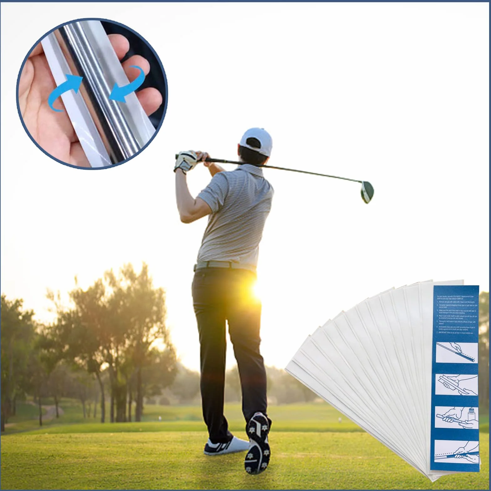 Nastro Biadesivo per Mazze da Golf 18 Pezzi Grip Tapes Adesivi Riparazione Impugnature
