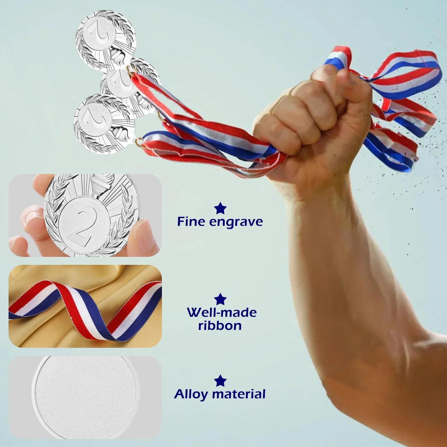 GeeRic 12pz Medaglie d'oro in Metallo con Nastro per Bambini Studenti Giocatore Atleta Competizione Sport Festa