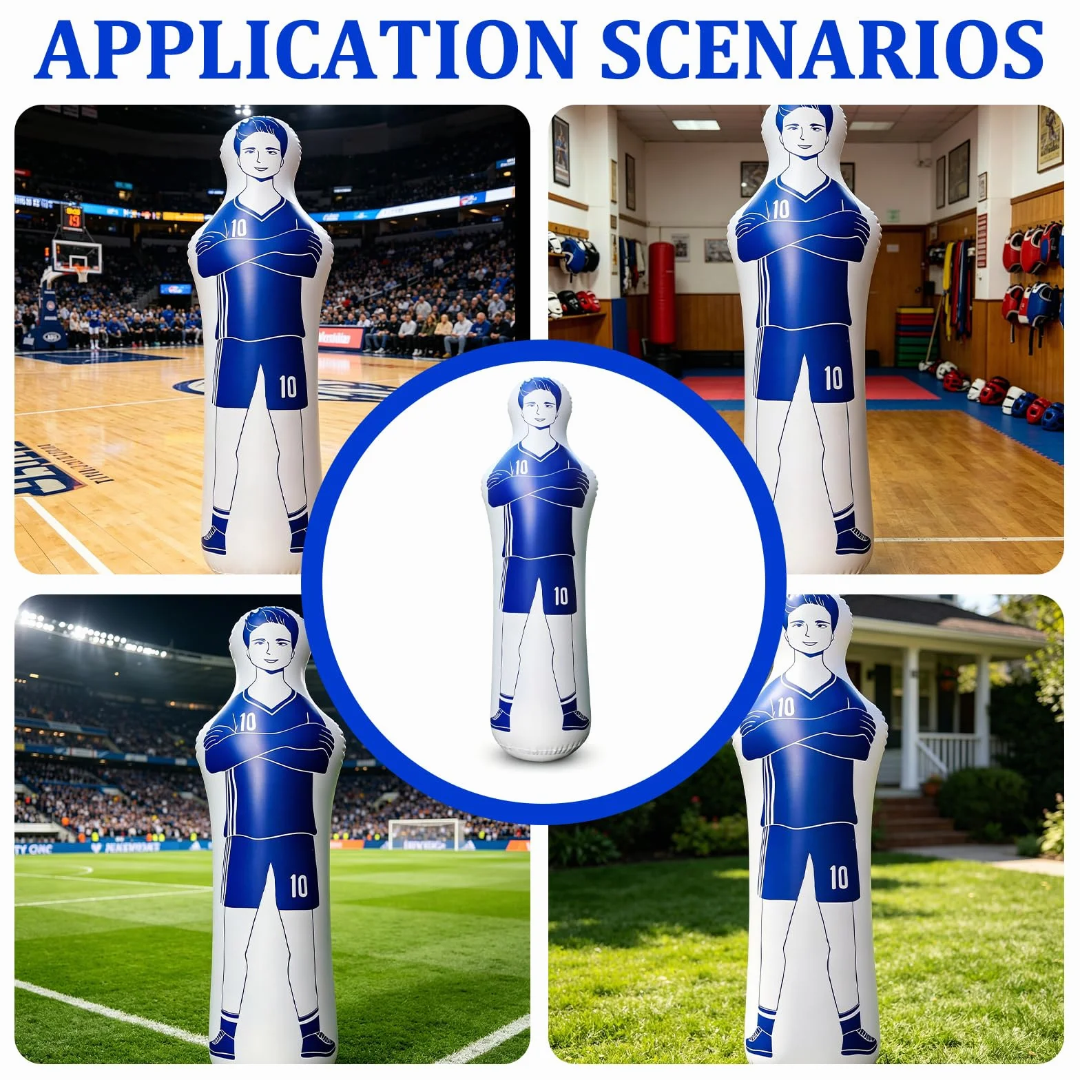 Aicharynic Bambola gonfiabile da calcio 40 x 160 cm, blu
