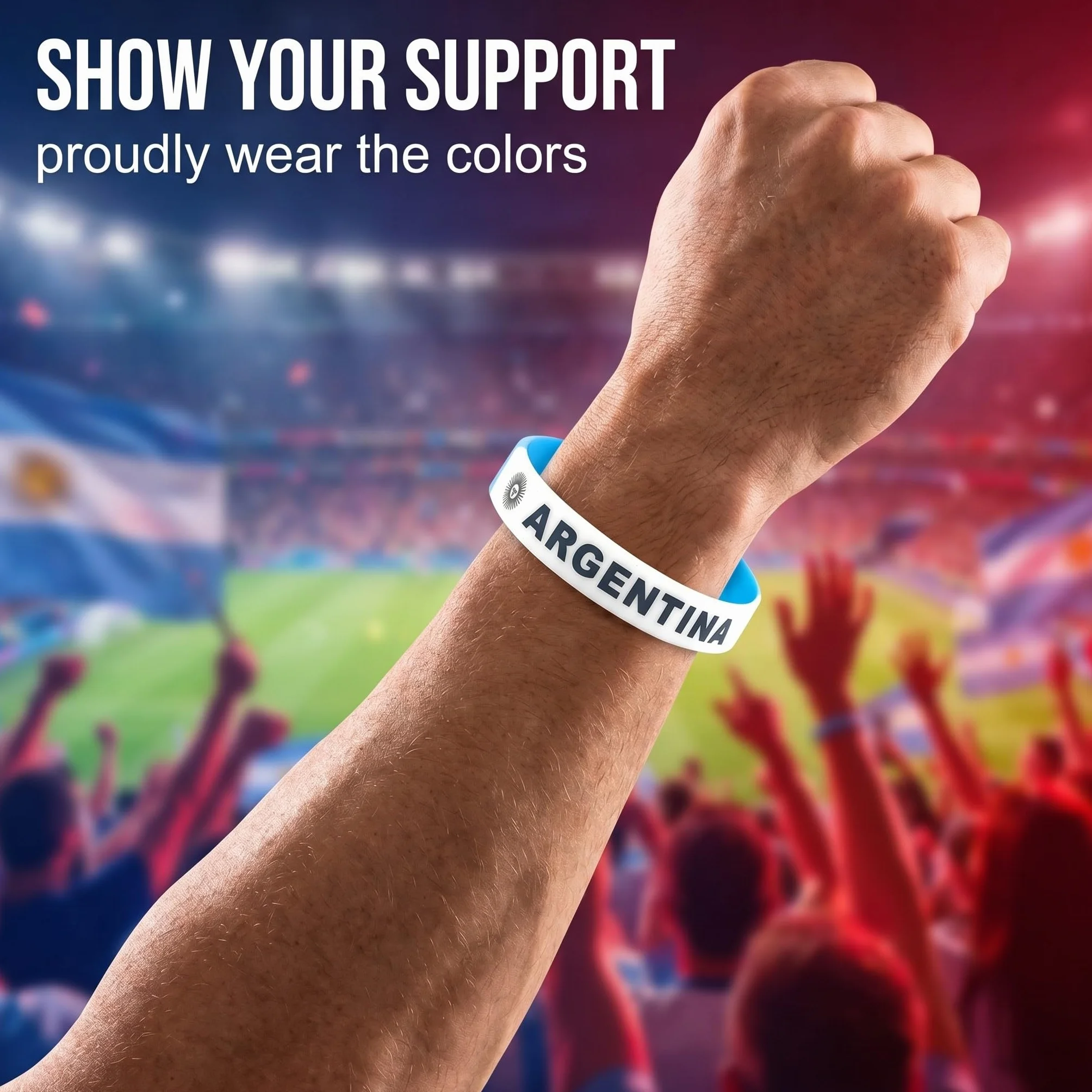 6 Pezzi Braccialetti Silicone Bandiera Argentina, Bracciali Rubber Fan, Accessori Calcio Tifoso