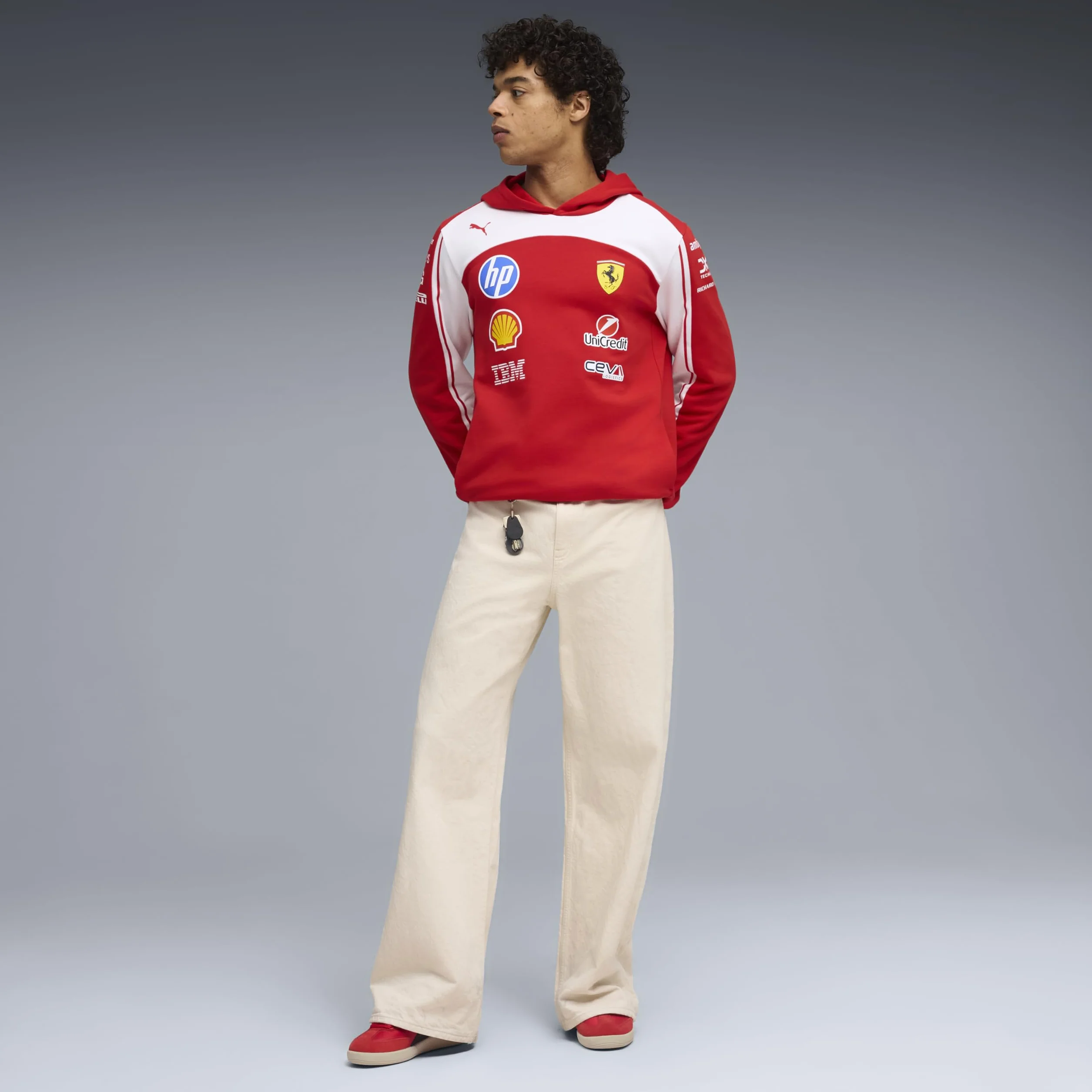 PUMA Scuderia Ferrari F1 2026 Felpa con Cappuccio Team Uomo - Rosso