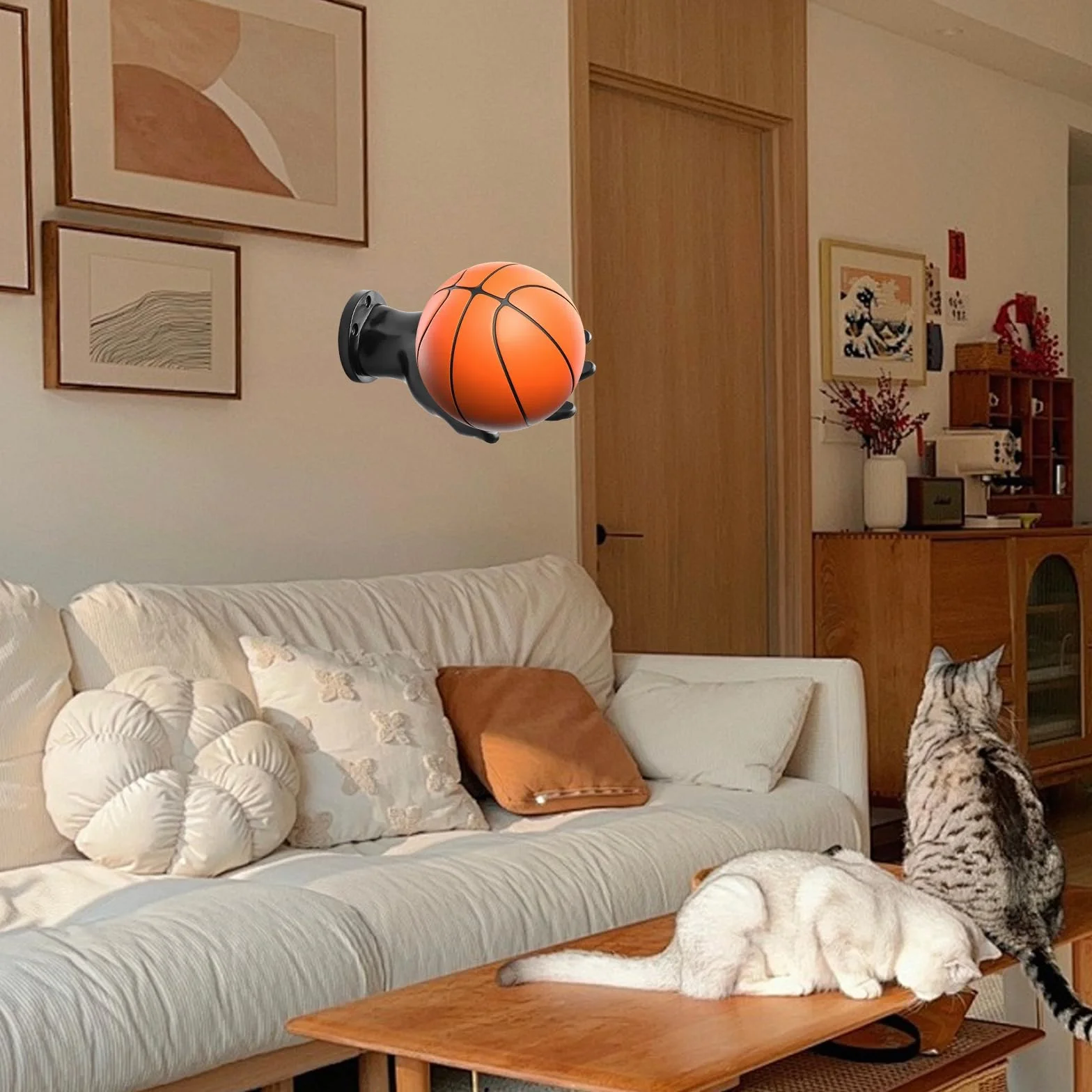 2 scaffali a forma di palma per pallacanestro, supporto da parete per palloni con 4 viti, 4 chiodi, supporto universale da parete per pallacanestro, calcio, calcio