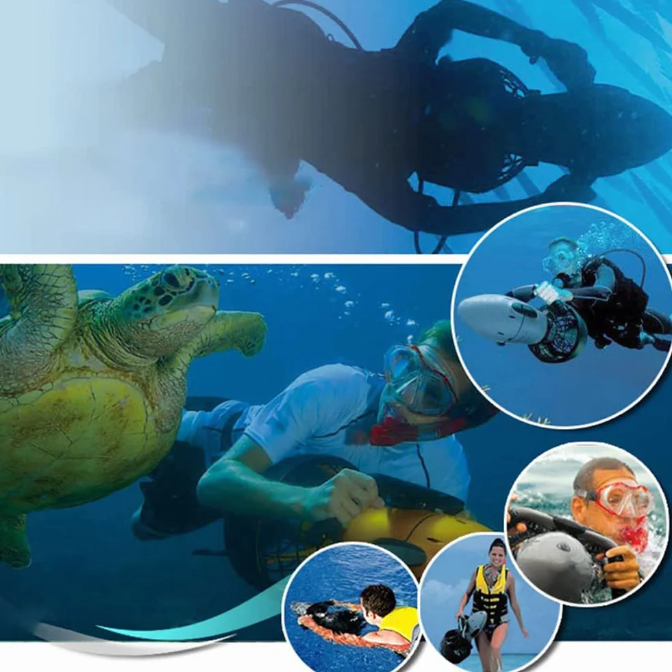 Underwater Sea Scooter 300W 3.7mph Elica ad Acqua a Doppia velocità per Immersioni subacquee Snorkeling