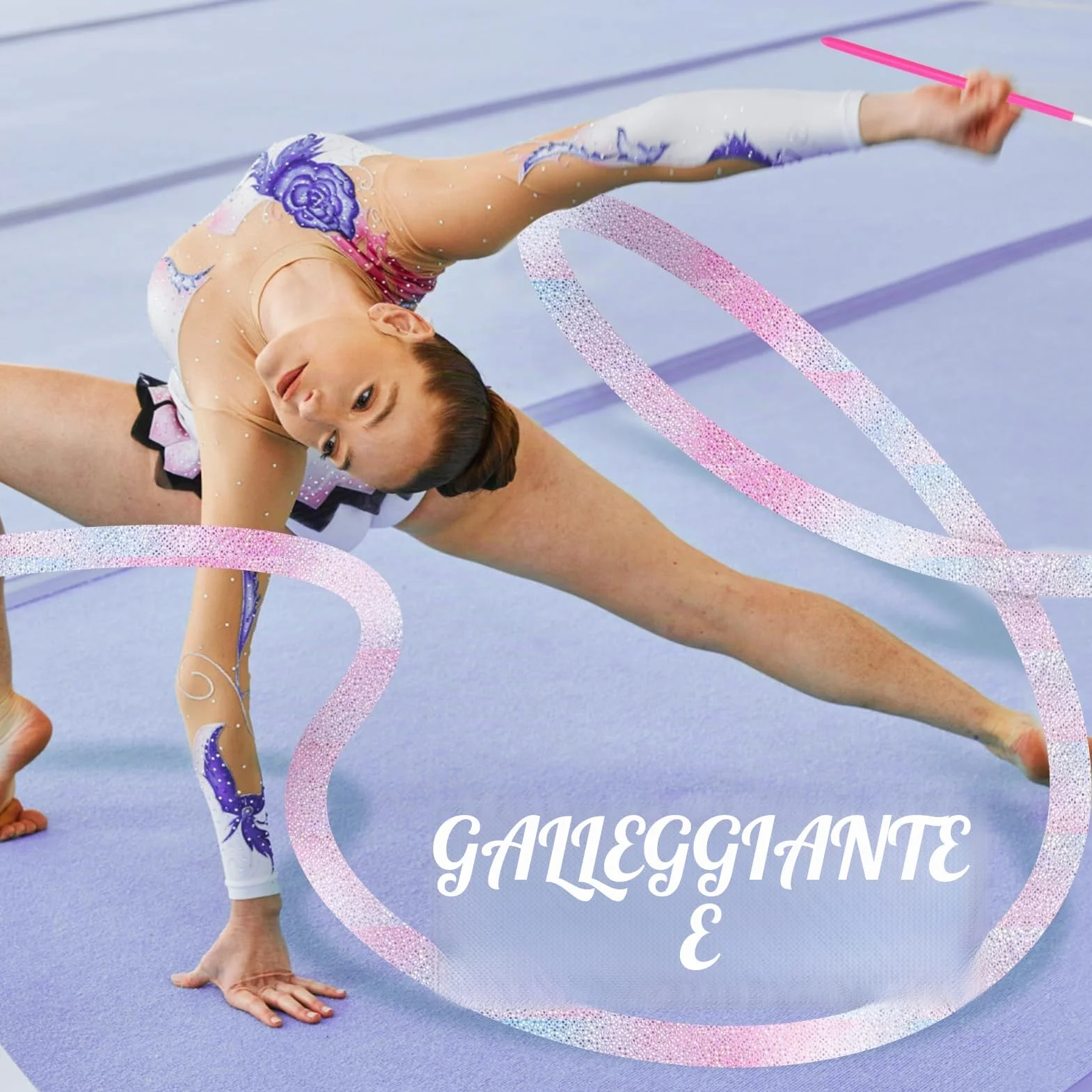 Nastri da Ballo 2 Pezzi 4 m Nastro Ginnastica Ritmica Dance Ribbons Bacchetta per Allenamento Artistico